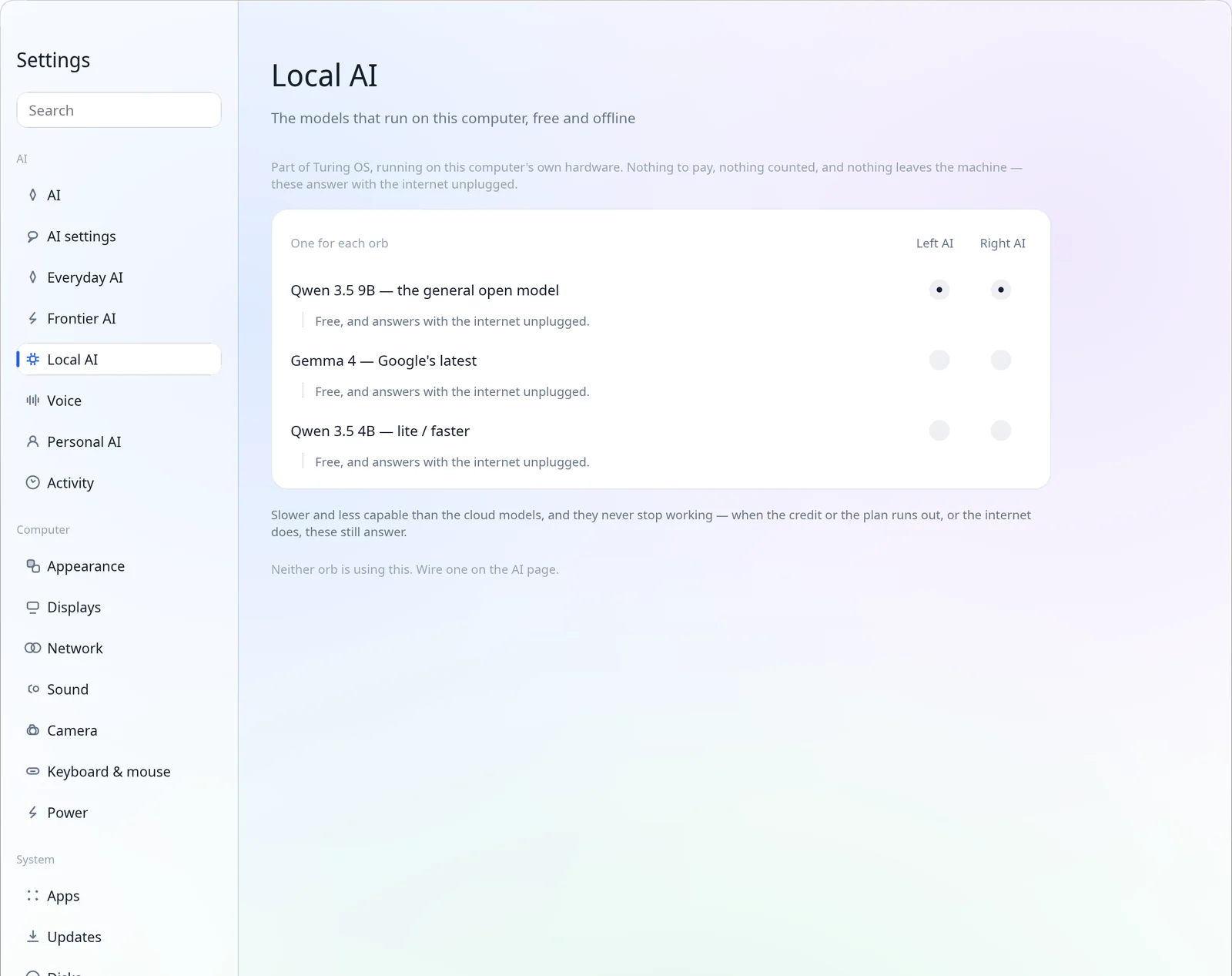 Settings — Local AI