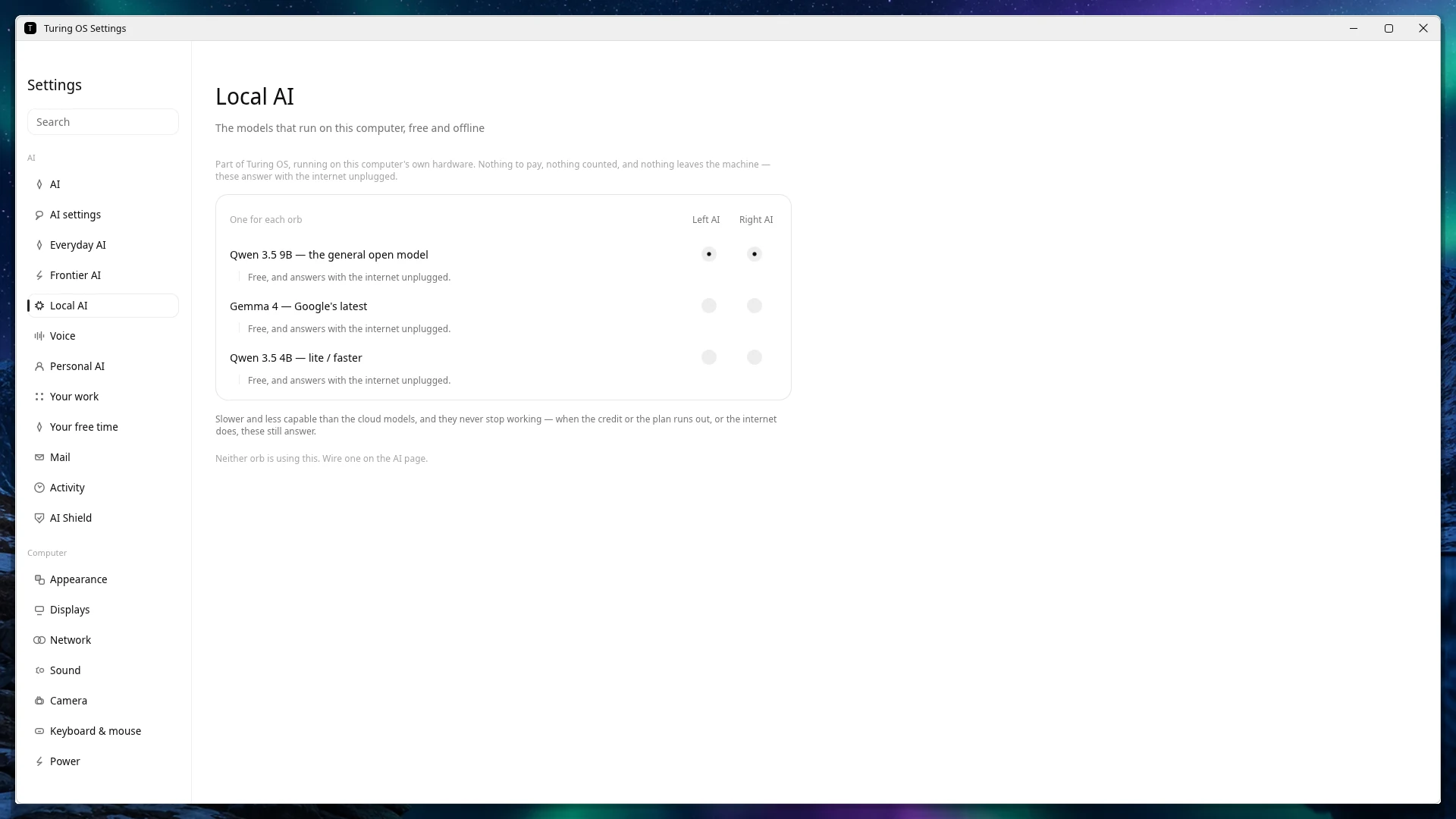 Settings — Local AI