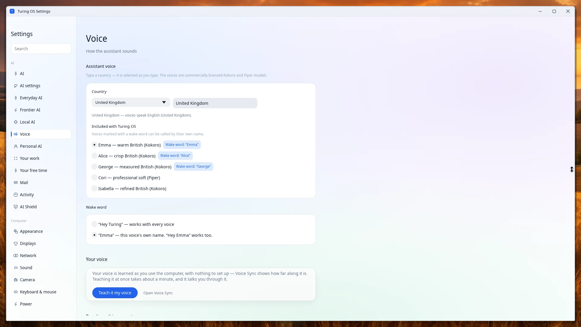 Settings — Voice
