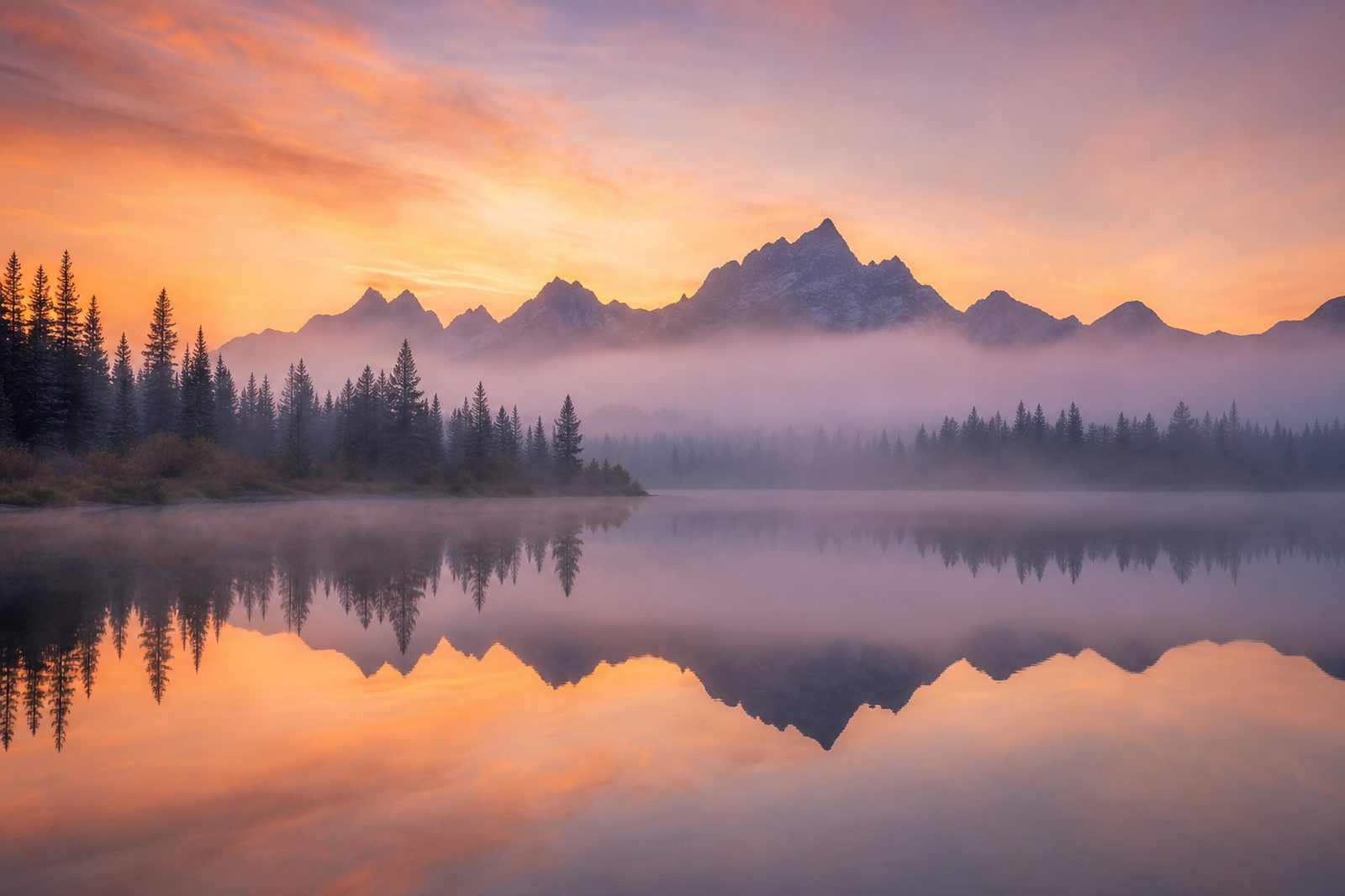 mist lake dawn